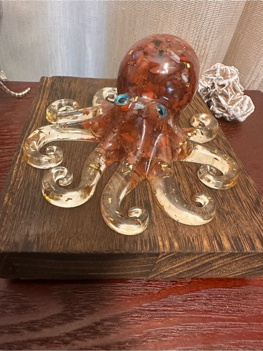 Resin and Red Jasper Crystal Chips Octopus Sculpture - Picture 9 of 12